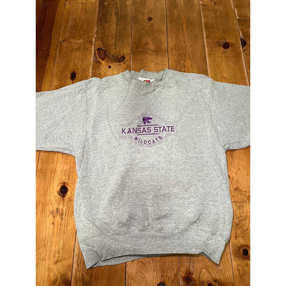 Vintage Fruit of the Loom Kansas State Wildcats Sweatshirt Gray Medium K-State